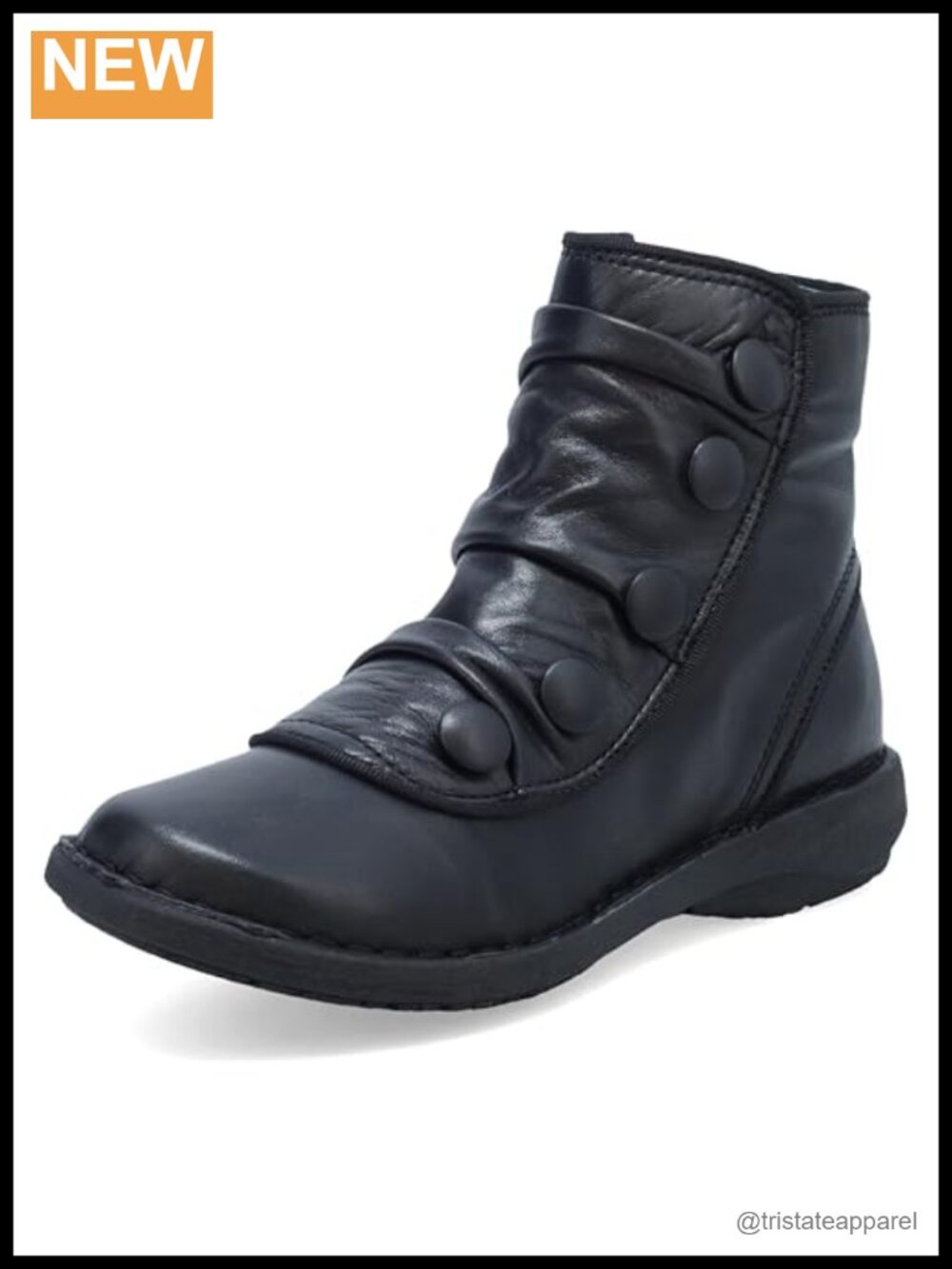 Leather Ankle Bootie with Zip Closure by Miz Mooz, Made in Portugal